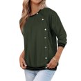 thumbnail image 3 of Xuanfei Women Round Neck Button Closure Long Sleeve Colorblock Top, 3 of 7