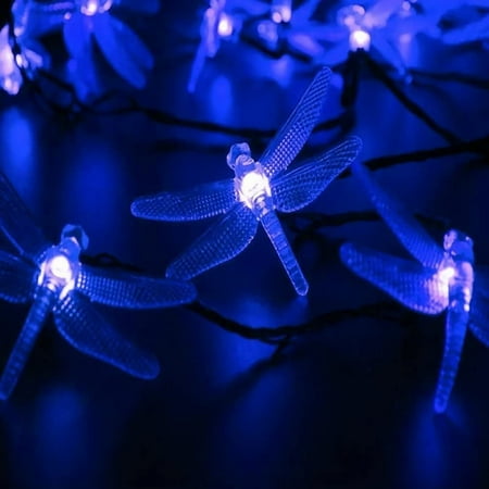 

Solar String Light Waterproof Outdoor Fairy Lights 22Ft 30 Crystal Dragonfly LEDs for Paties