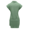 thumbnail image 5 of Arlun Womens 2 Piece Skirt Sets Soft Comfy Solid Color Tennis Outfits Casual Cap Sleeve Lapel Shirt and Drawstring Short Skirts Set Loose Fit Casual Stylish Sports Wear Green XL, 5 of 5