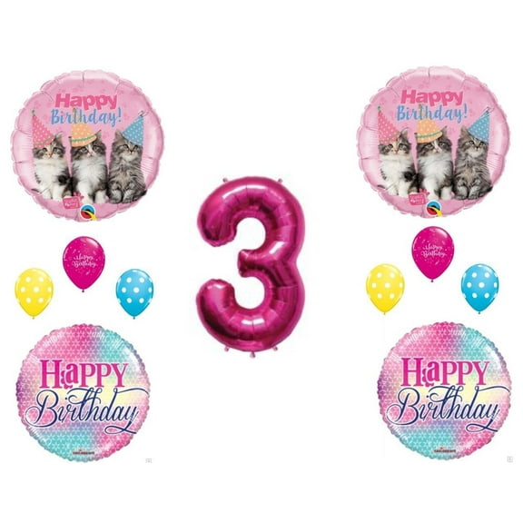 3rd Party Kittens Purrfect Birthday Balloons Decoration Supplies Cats Studio