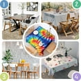 thumbnail image 4 of Colorful Tie Dye Symmetric Pattern Square Tablecloth,Waterproof Square Table Cover,Wipeable Spillproof Washable Table Cover for Home Kitchen Party Decor 60"x60"(152x152cm), 4 of 6