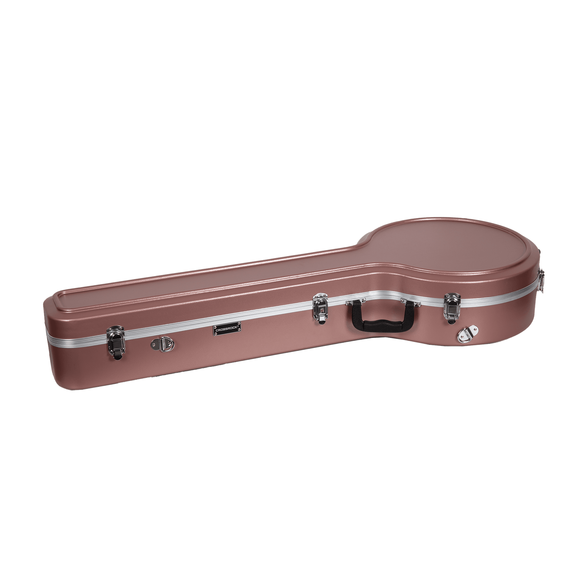 Crossrock 5-String Resonator & Gibson Tenor Banjo Case | ABS Molded Hardshell with Security Lock, Metal Feet, and Detachable Straps-Rose Gold