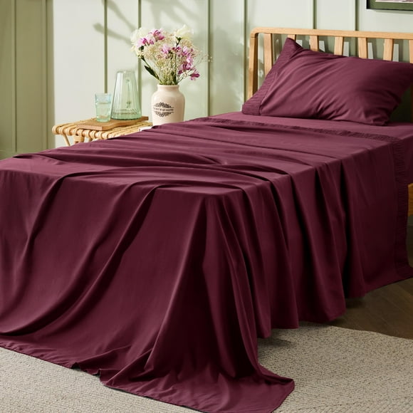 Juego de sábanas Bedsure Twin XL para dormitorio, 3 piezas, color burdeos