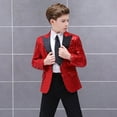thumbnail image 2 of Little Boys Gentleman's Blazer Blazer Formal Suit Red Sequin Jacket Red,5-6T, 2 of 5