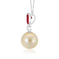 thumbnail image 2 of ANGARA Golden South Sea Cultured Pearl & Pear Ruby Drop Pendant in 14K White Gold for Women | June Birthstone, Birthday, Anniversary, Jewelry Gift for Women | Pearl Necklace, 2 of 9