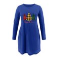thumbnail image 4 of Robes d'Automne pour Femmes Col Rond Imprimé de Noël Robe à Manches Longues Décontractée Fluide Robe Courte de Fête avec Poches, 4 of 5