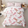thumbnail image 2 of jejeloiu Pink Cowgirl Boot Bow Twin Quilt Set Kids,Cute Western Print Twin Coverlet Set,2 Pieces, 2 of 7