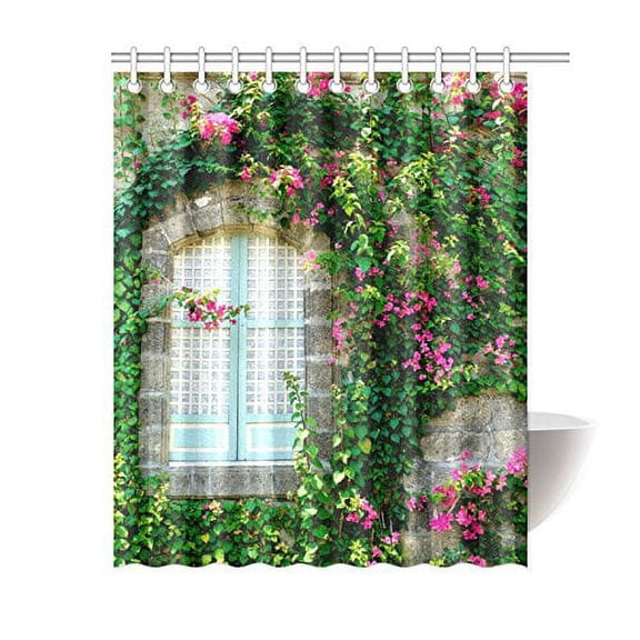 CYNLON Spanish Colonial Style House Bathroom Bathroom Decor Bath Shower Curtain 60x72 inch