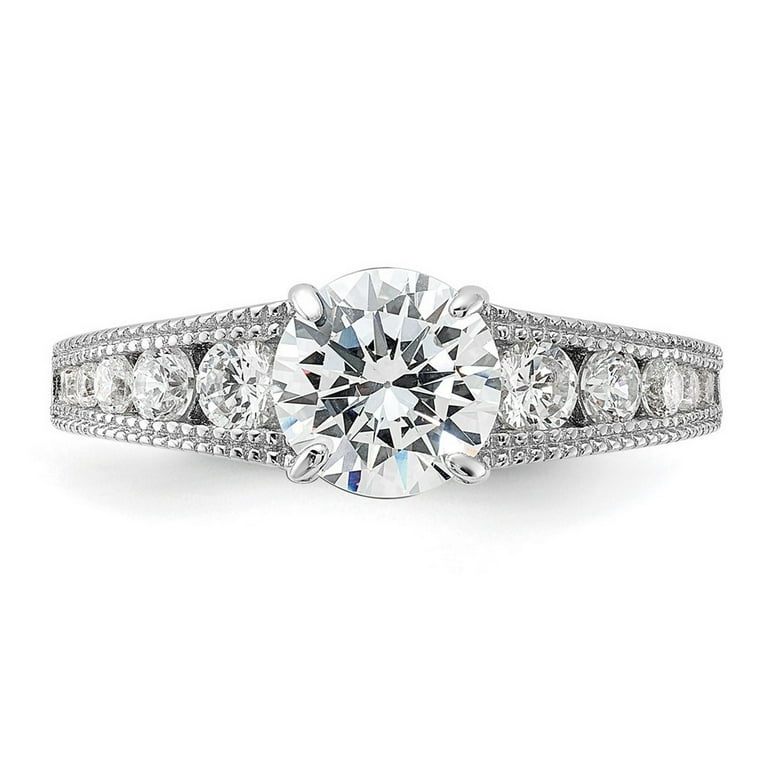 Sterling Silver 7mm Round Channel Set CZ Engagement Ring Sterling Silver 7mm Round Channel Set CZ Engagement Ring