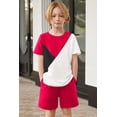 thumbnail image 4 of Arshiner Toddler Boy Summer Clothes Outfits Kids Colorblock Short Sleeve T-shirt Shorts Set, 4 of 7