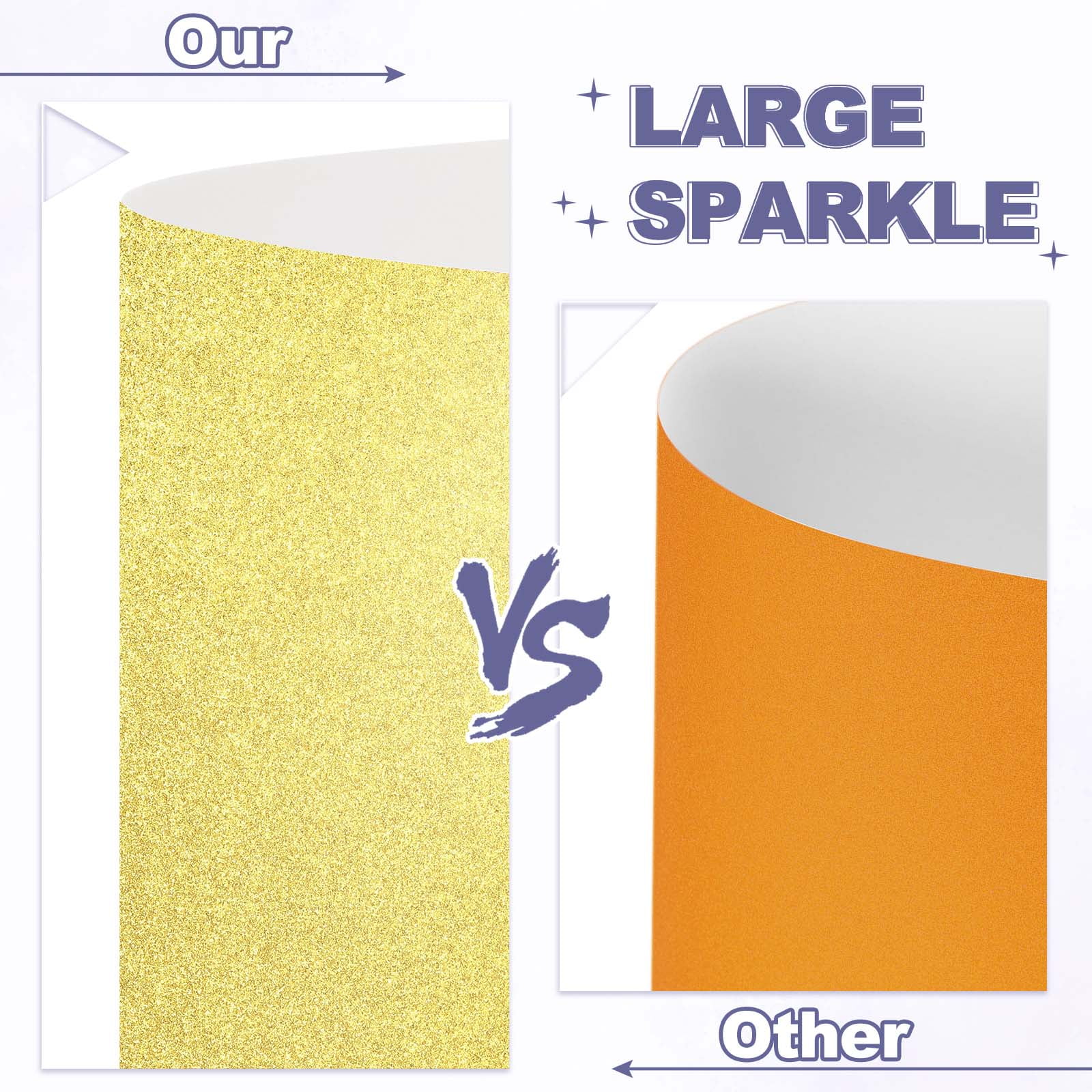 20Sheets Light Gold Glitter Cardstock, 12x12In Glitter Paper Card Stock Shiny Scrapbook 250gsm Sparkly Paper Large Shimmer for Crafts Scrapbook DIY Art Wedding Party