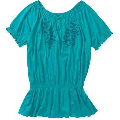 Women's Plus-Size Peasant Top with Embroidery - Walmart.com