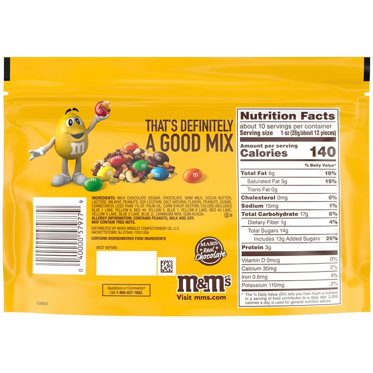 M&M's Peanut Milk Chocolate Red White & Blue Summer Candy, Sharing Size,  10.05 Oz Resealable Bag, Chocolate Candy