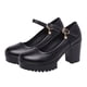thumbnail image 1 of 1 pareja cabeza redonda boca baja tacones altos elegante hembra zapatos de tacón alto (negro), 1 of 6