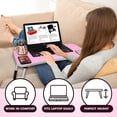 thumbnail image 6 of MavoCraft Laptop Desk for Bed - Lap Table with iPad Slot & Cup Holder - Portable Wood Lap Desk for Sofa & Bed for Adults & Kids - Adjustable Tablet & Laptop Stand for Comfortable Use (Pink), 6 of 7