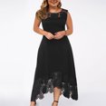 thumbnail image 1 of Robes pour Femmes 2024 Été Surdimensionné Décontracté Couleur Unie Col Rond Aguichant Dentelle Sans Manches Ample Robe Chandail 50 % de Réduction!, 1 of 7