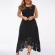 thumbnail image 1 of ICHUANYI Clearance Women's Fashion Casual Solid Color Plus Size Round-Neck Sexy Lace Sleeveless Loose Pullover Dress(Black, XL) ICHUANYI WER2023081003322, 1 of 7