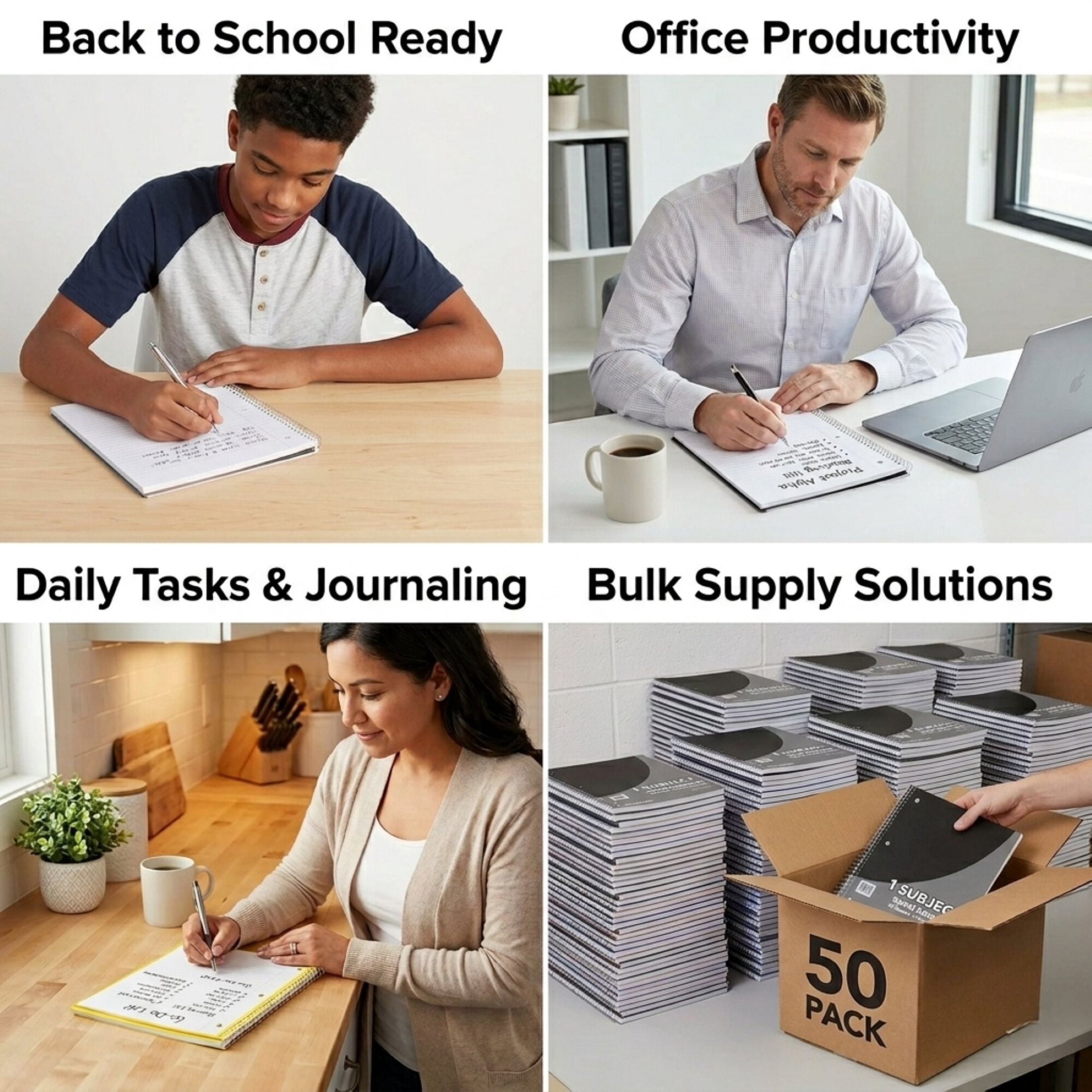 Trailmaker Bulk Notebooks (50 Pack), One Subject Notebooks College Ruled, 140 Pages (70 Sheets),Spiral Bulk Notebooks for Kids, School Supplies, Journaling, Note Taking, Students, and Work
