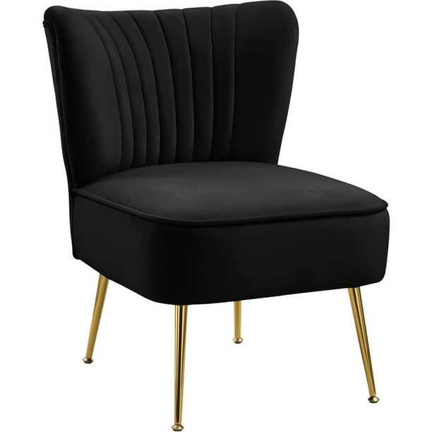 Meridian Furniture Tess Black Velvet Accent Chair with Gold Legs
