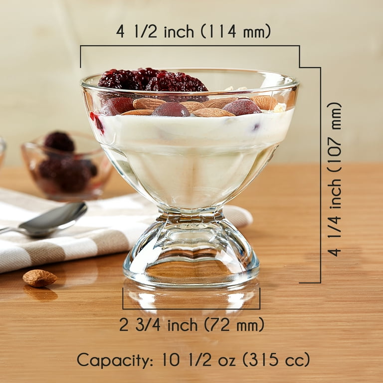 Glass Ice Cream Bowl Set, Small Clear Mini Footed Dessert Cups for Fruit  Pudding Trifle Parfait Sundae Nuts Cocktail Drinks Party