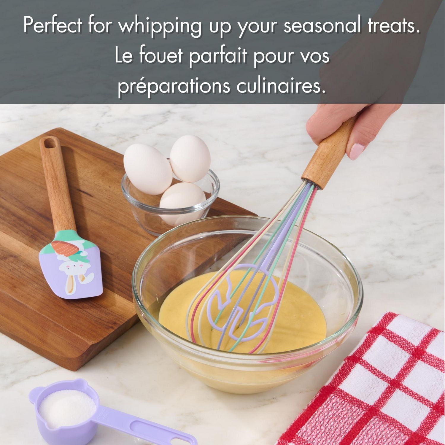 Way to Celebrate 11-inch Silicone Whisk, Bunny Rabbit character, Purple