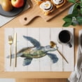 thumbnail image 2 of Teal Coastal Placemats Set of 8 Sea Turtle Nautical Beach Ocean Vintage Place Mats Indoor Wipeable Table Mats Washable Cloth Dining Table Placemats for Kitchen Holiday Party Home Decor 13x19 Inch, 2 of 9
