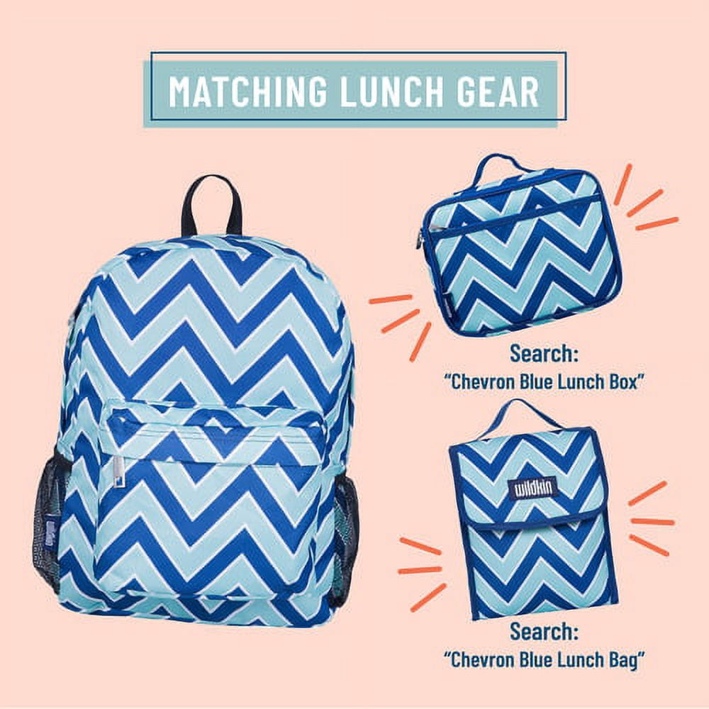 Wildkin Kids 16 Inch Backpack for Boys and Girls, Features Padded Back & Adjustable Straps (Chevron Blue)