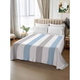 thumbnail image 2 of Light Blue Grey Stripe Twim XL Size Flat Sheet, Wrinkleproof & Fadeproof Cooling Flat Bed Sheet Only, Modern Farmhouse Vertical Striped Breathable Soft Bedding Top Sheets 66 x 102 Inches, 2 of 8