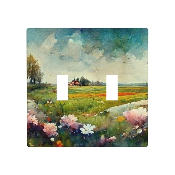 meadow landscape Light Switch Cover Plates Single Toggle Wall Plate, Decorative 2-Gang Christmas Decor Lightswitch Cover
