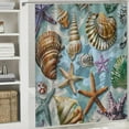thumbnail image 6 of Chilfamy Ocean Themed Shower Curtains Cartoon Starfish Seashells Seasnail Coral Sea Themed Kids Boy and Girl Bathroom Decor Polyester Fabric Shower Curtain Set with Hooks White, 6 of 7