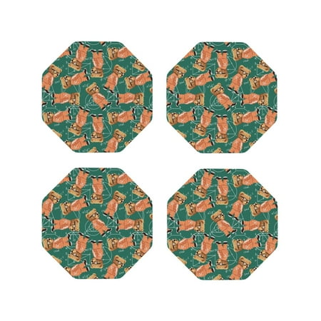 

Drink Coasters Set of 4 math formula Bear Leather Coasters for Coffee Table Protector Heat Resistant Cute Coasters for Home Decor Housewarming Gifts Bar Kitchen 4 Inch Octagon