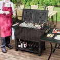 thumbnail image 3 of Lacoo 80 QT Resin Plastic Rolling Cooler Cart Ice Beer Drink Chest on Wheels with Shelf, Black, Outdoor, 3 of 8