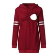 thumbnail image 1 of Lady Maternity Stripe Print Patchwork Nursing Breastfeeding Hoodie Sweatershirt, 1 of 4