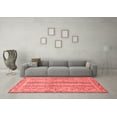 thumbnail image 3 of Ahgly Company Machine Washable Indoor Round Oriental Red Modern Area Rugs, 5' Round, 3 of 4