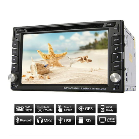 GPS Navigation Car Video PC Audio Receiver in Dash Double Din Auto Radio System Car Stereo System CD DVD Player BT Audio Head Unit Digital 6.2 inch Car Logo iPod (Best Double Din Gps Head Unit)