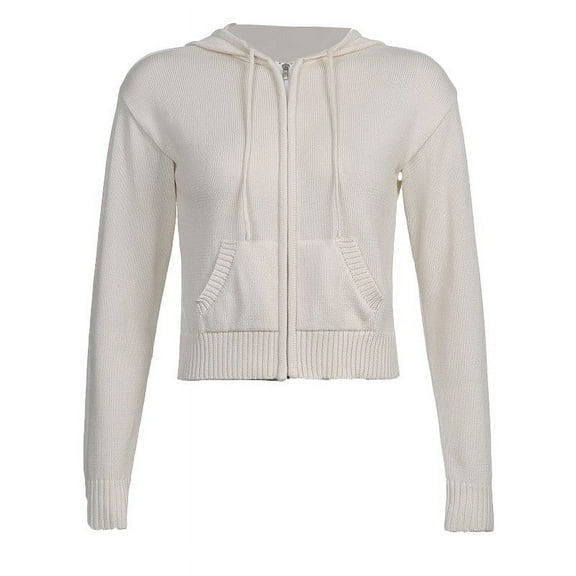 HBYJLZYG Hoodies Cardigans Sweater Knitted Sweatshirt Cropped Jacket Coat, Women Fashion Casual Warm Solid Color Zipper Pocket Coat Outerwear Knit Tops