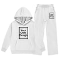 thumbnail image 4 of DJDLJWCJ 2 Piece Girls Outfit Set Long Sleeve Hoodie and Elastic Waist Wide Leg Pants Set White Size 13, 4 of 7