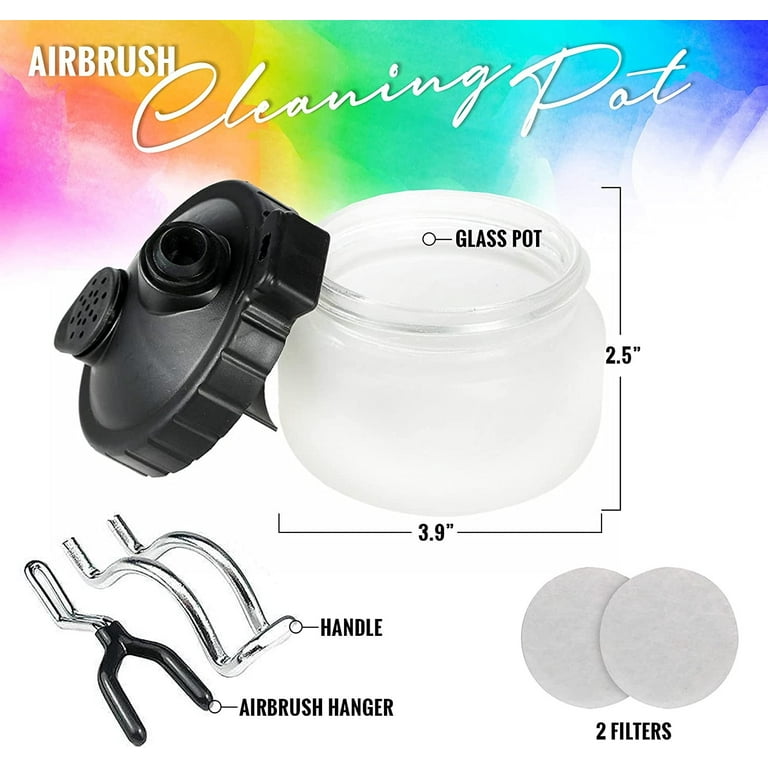 Airbrush Cleaning Kit Airbrush Clean Pot Glass Cleaning Jar With Holder,  5pc Cleaning Needles, 5pc Cleaning Brushes, 1 Wash Needle, 2 
