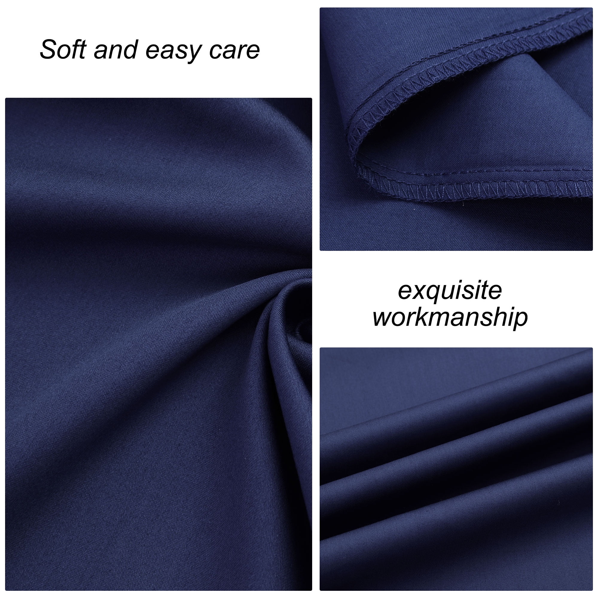 Unique Bargains Breathable Zipper Closure Cotton Pillowcases 2 Pcs Navy Blue Queen