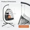 thumbnail image 6 of Foldable Hanging Egg Chair with Stand, HDPE Rattan and Heavy Duty Aluminum-Steel Frame, Outdoor Patio Wicker Swing Egg Chair with Headrest and Cushioned, 350 Lbs Capacity (Dark Grey), 6 of 7