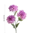 thumbnail image 3 of Gallickan 1pc 3-Head Artificial Dahlia Flower, 25.19in Faux Silk Large Bloom Stem, Realistic Peony for Home Table Wedding Decor, Purple, Style B, 3 of 6