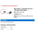 thumbnail image 2 of Wiper Switch - Compatible with 1991 - 1996 GMC C6000 Topkick 1992 1993 1994 1995, 2 of 2