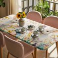 thumbnail image 3 of Easter Bunny Table Cloths for 6 Foot Rectangle Tables, Rabbit Spring Flowers Leaves Vintage Rustic Plants Patio Waterproof Elastic Fitted Tablecloths, Washable Rectangular Table Cover for Camping, 3 of 8