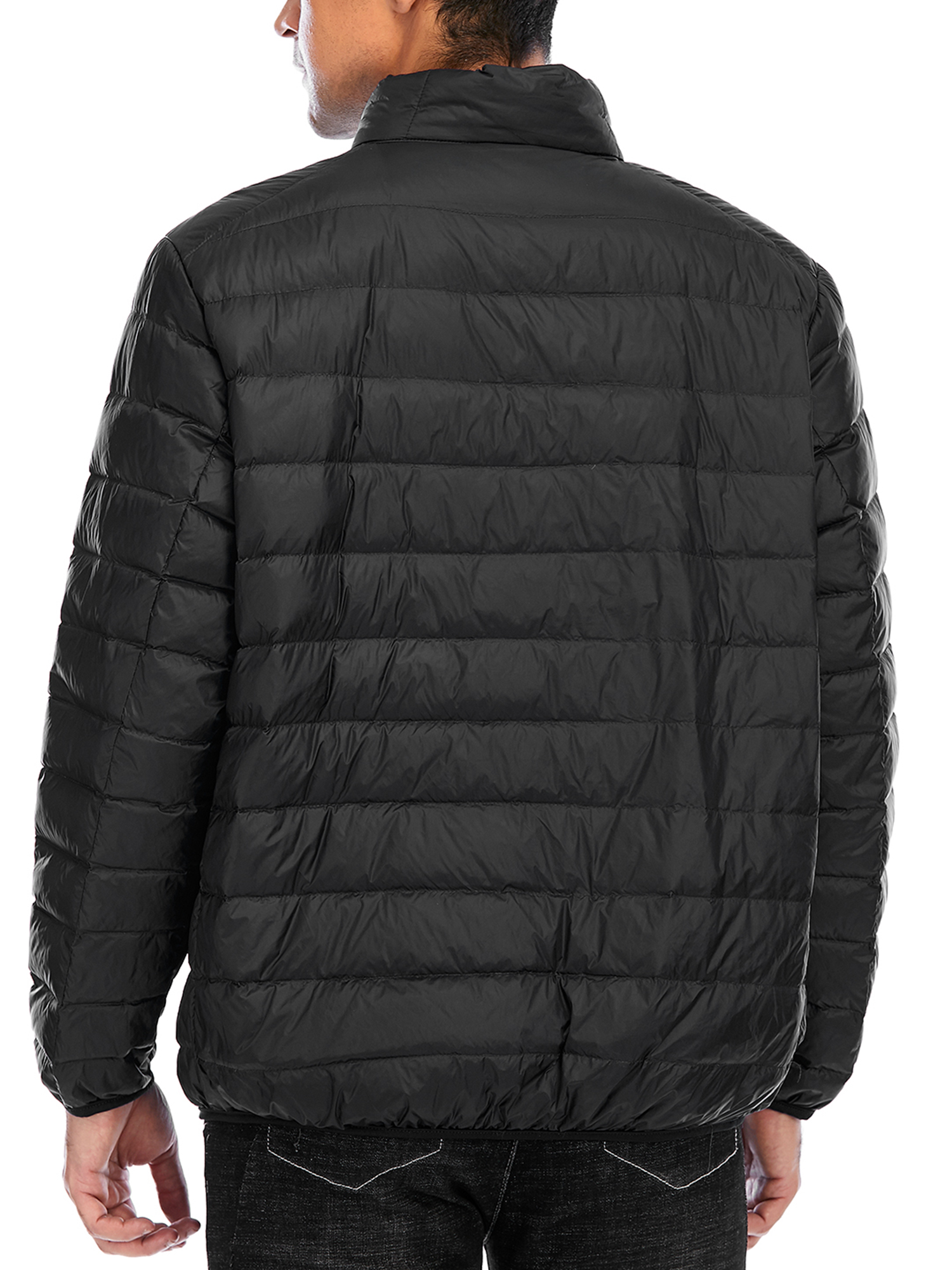 Mens Packable Down Puffer Jacket Lightweight, Water-Resistent Zipper Jackets Windproof Winter Insulation Puffer Coat Outdoor,Black S-2XL - image 4 of 8