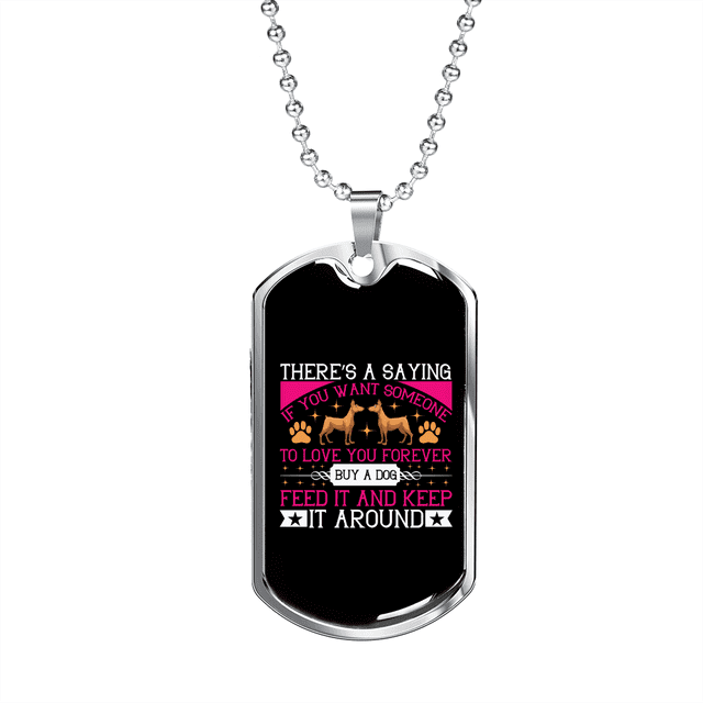 Dog's Saying Necklace Stainless Steel or 18k Gold Dog Tag 24" Chain