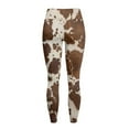 thumbnail image 6 of Renewold Brown Beige Cow Print Pocket Yoga Pants for Women Active Yoga Leggings Butt Lifting Elastic Essential Leggings Lightweight Sportswear Running Tights Ankle Pants, M, 6 of 8