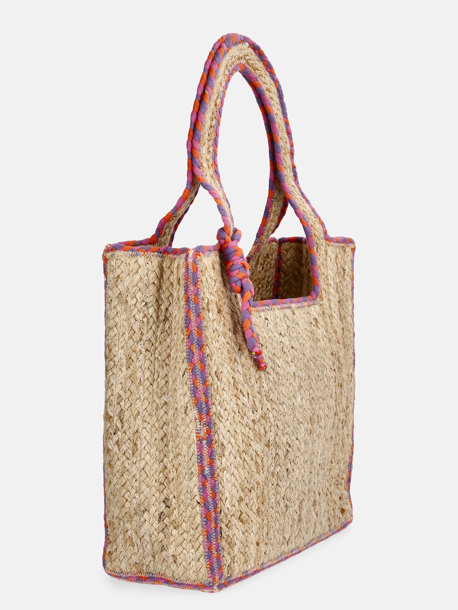 No Boundaries Women's Jute Tote, Pink