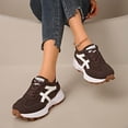 thumbnail image 3 of Rokment Running Walking Shoes for Women Fashion Skateboard Sneakers Spring Fall Comfortable Casual Suede Platform Jogging Chunky Tennis Non Slip Work Footwear Brown Size 6.5, 3 of 7