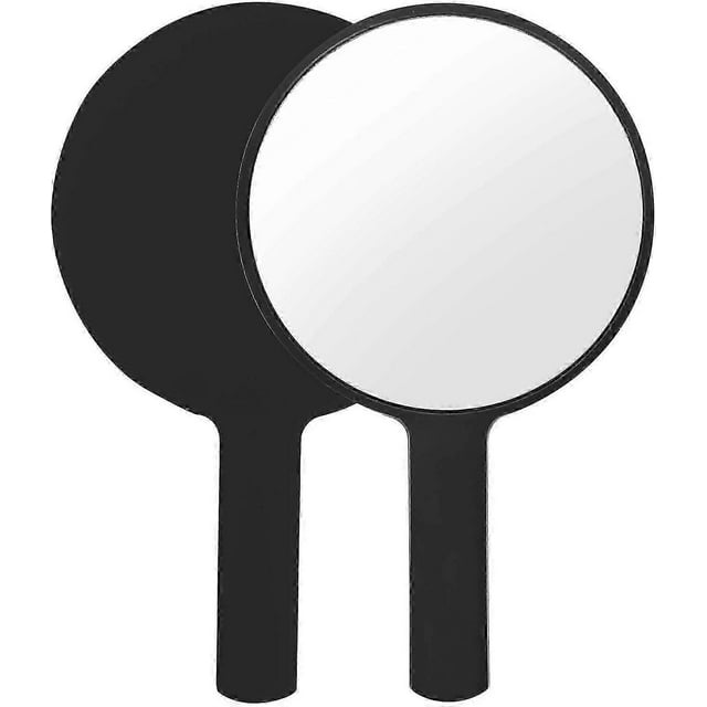 Hand Mirrors, Makeup Mirror, Hairdresser Mirror, Professional Portable Mirror, Round Handle Mirror, Multi-Purpose Mirror (Black)
