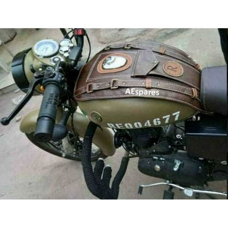 MCJ TANK COVER IN LEATHER / ROYAL ENFIELD ACCESORIES BY MCJ